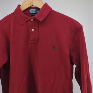 Polo Ralph Lauren Polo Shirt Men's Small Red Long Sleeve Preppy Pony Custom Fit